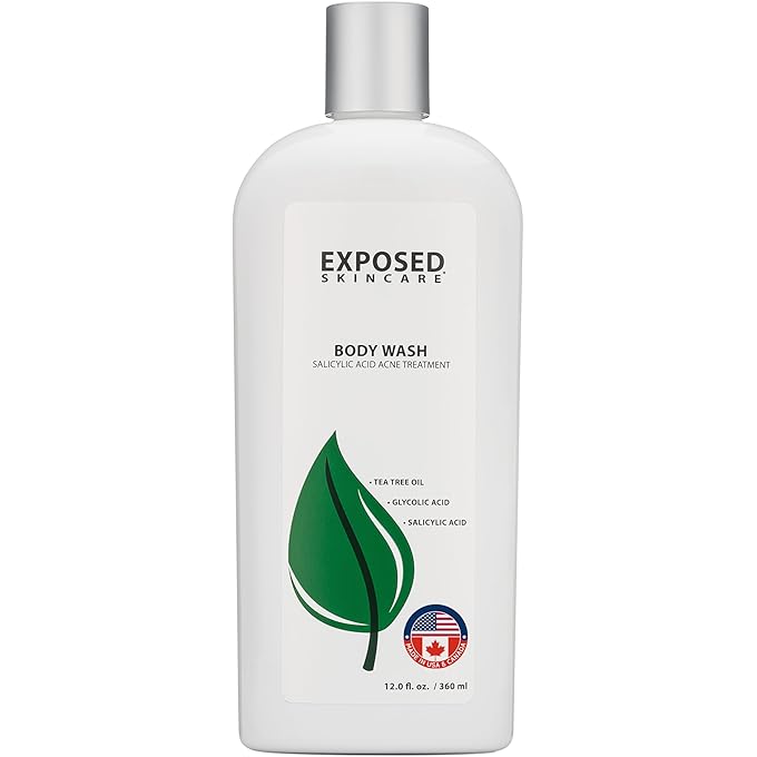 Exposed Skin Care Back and Body Acne Wash â€“ Exfoliating Wash to Clean and Smooth your Body with Tea Tree Oil & Salicylic Acid, 12 fl oz
